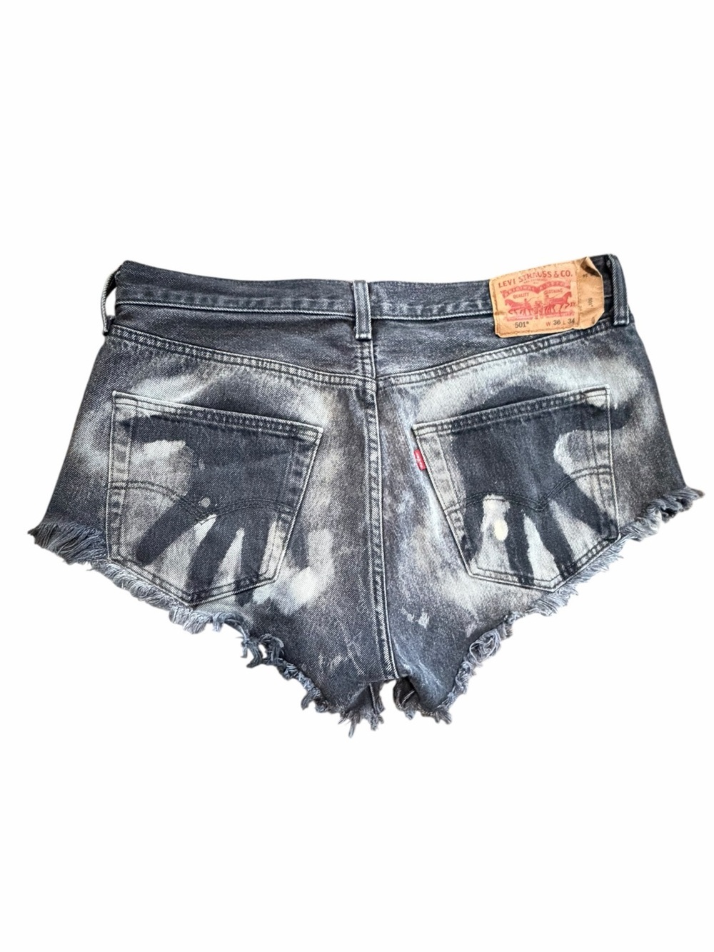 Levi’s 501 “Cheeky” Black Cut-Off Shorts with Handprint Graphic